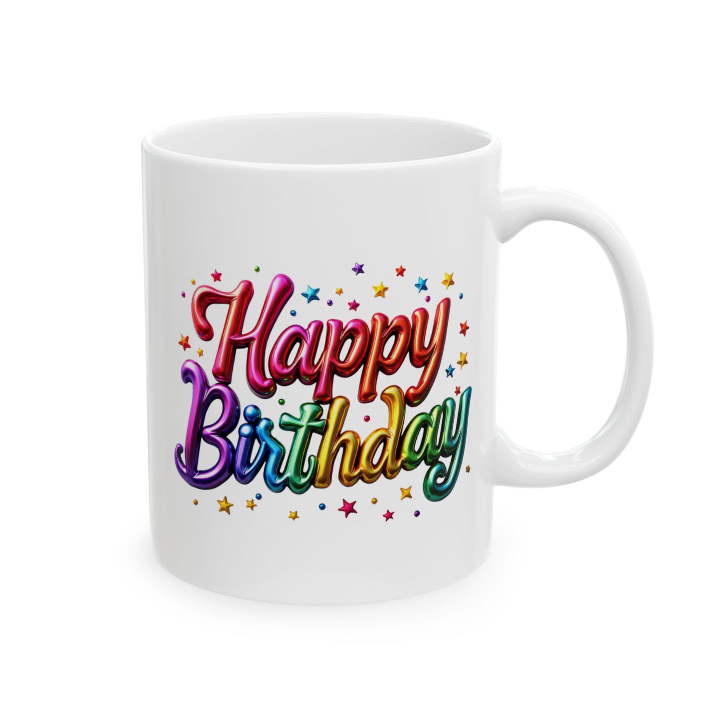 Birthday Mug - Happy Birthday Balloon Text