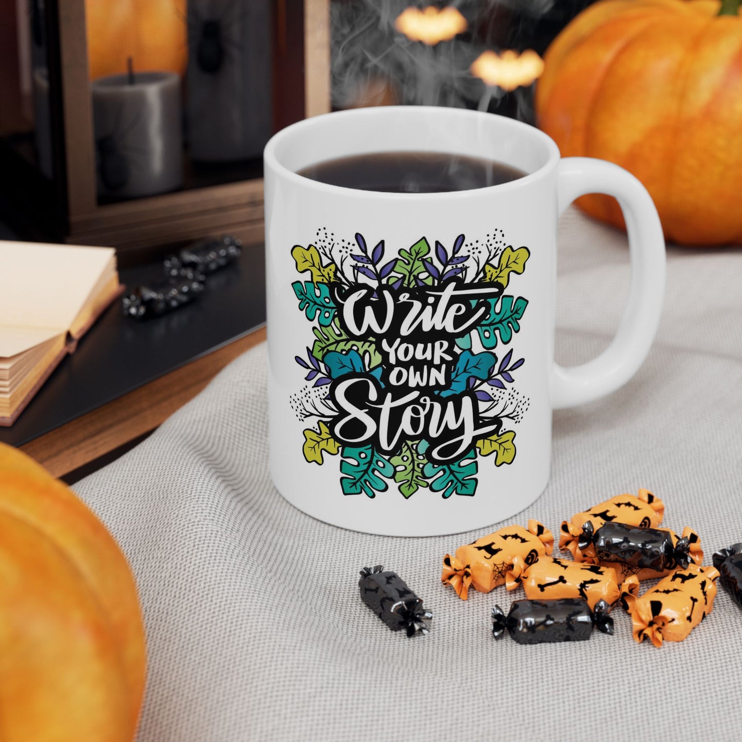 Motivation Mug - Write Your Own Story Leaves