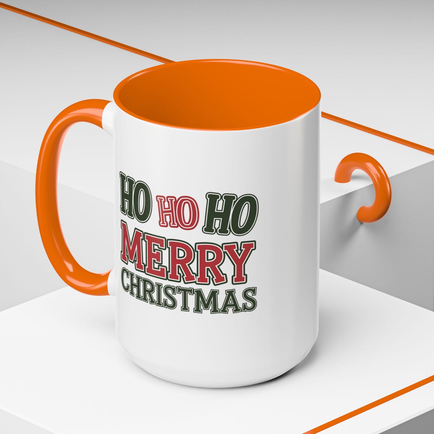 Christmas Mug - Ho Ho Ho Merry Christmas Green & Red Text