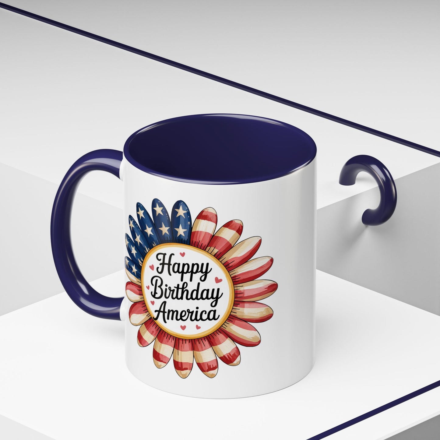 4th of July Mug - Happy Birthday America Sunflower