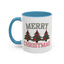 Christmas Mug - Merry Christmas Green & Red Text Decorative Trees