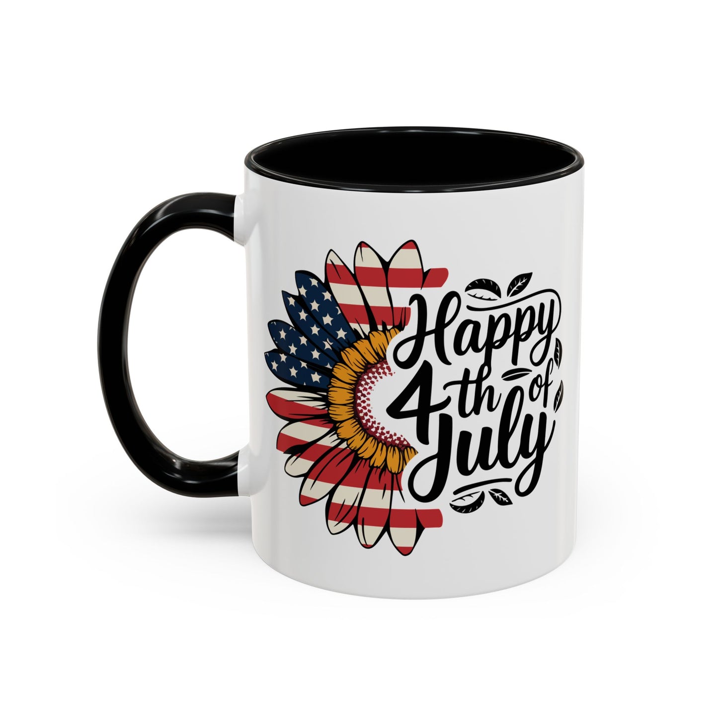 4th of July Mug - Happy 4th of July Sunflower USA Flag
