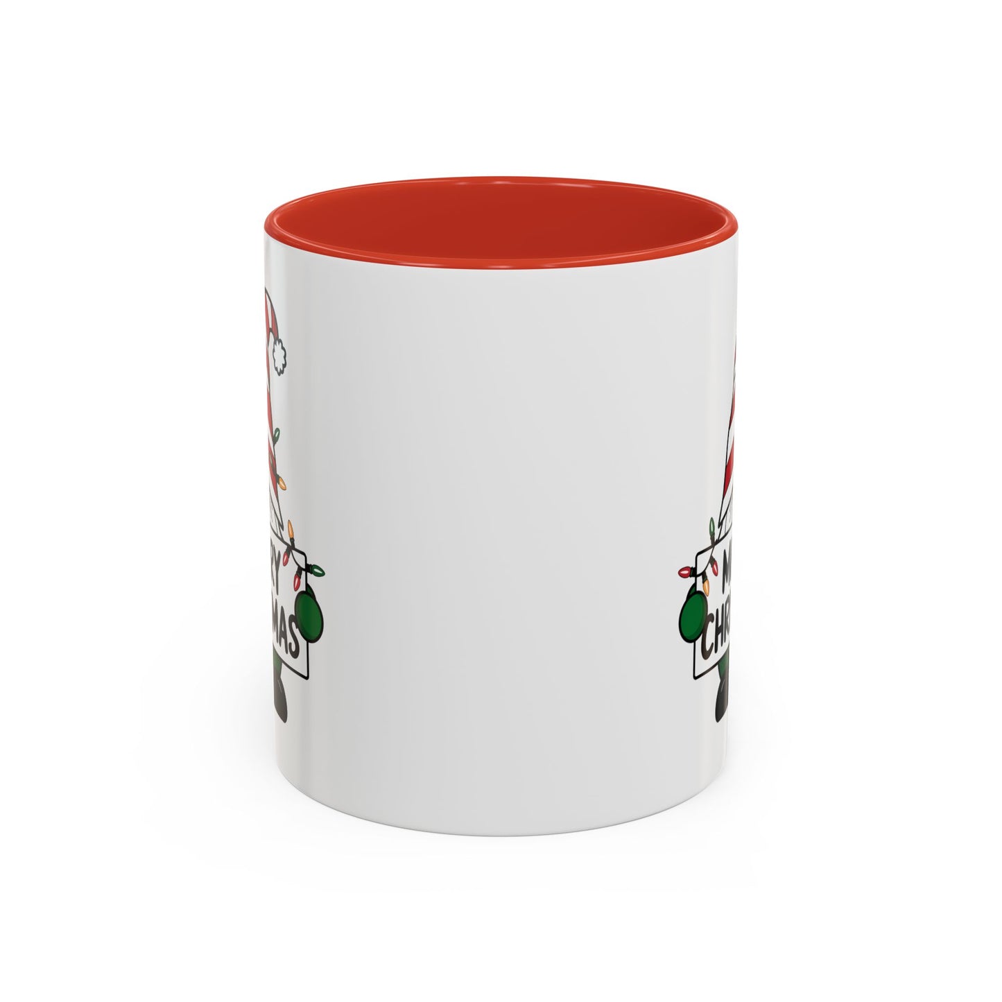 Christmas Mug - Merry Christmas Black Text Gnome Lights