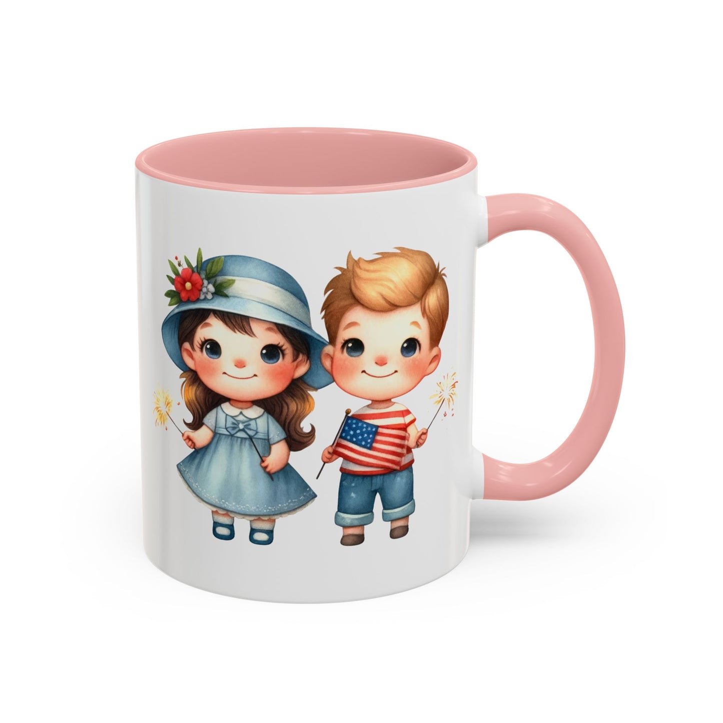 4th of July - American Boy & Girl Flag
