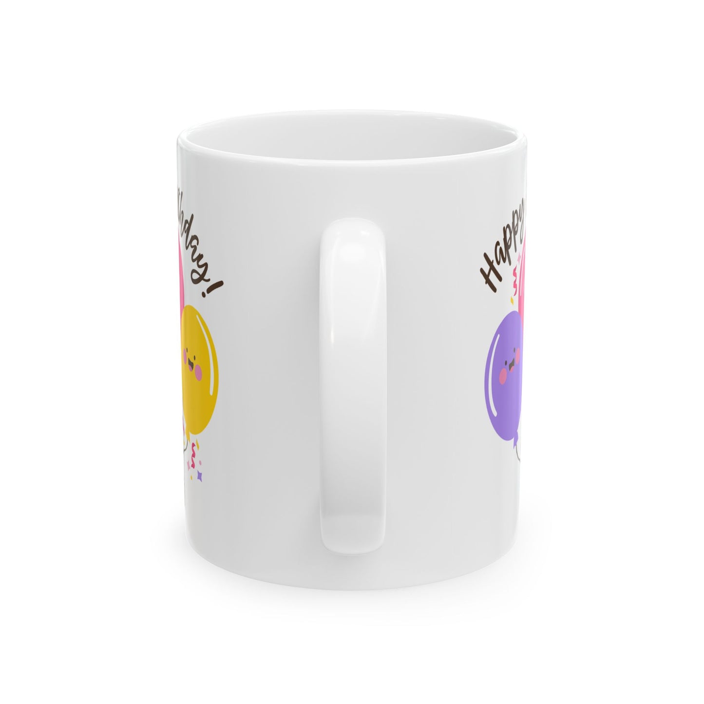Birthday Mug - Happy Birthday Smiley Balloons
