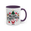 Christmas Mug - Merry Christmas Black Text Santa Reindeer Snowmen Ornaments