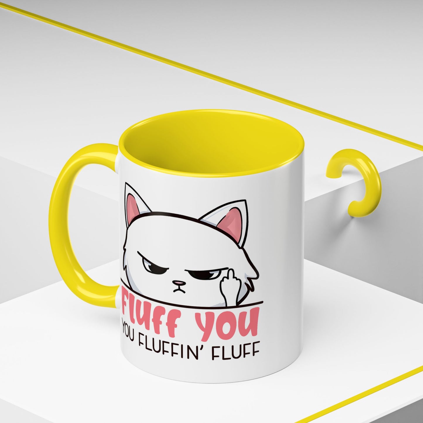 Adult Mug - Fluff You White Cat