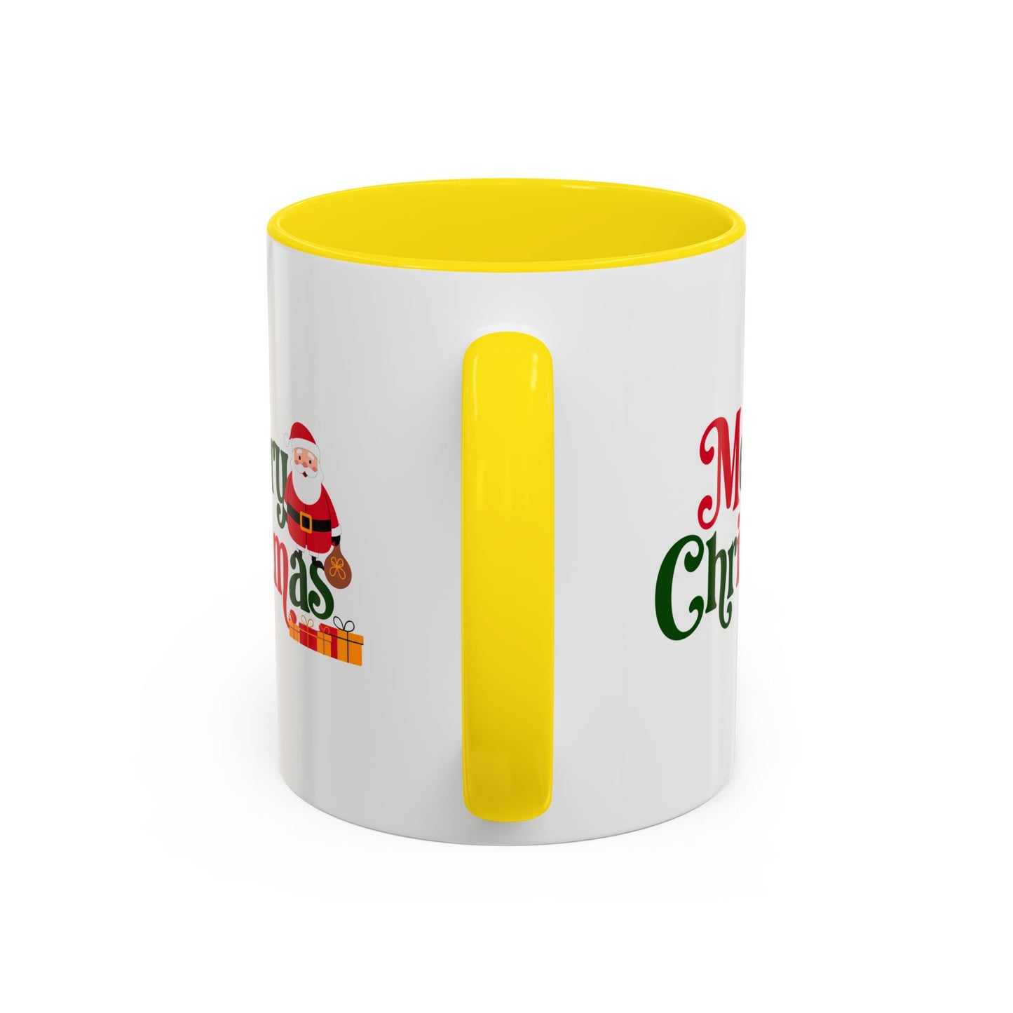 Christmas Mug - Merry Christmas Green & Red Text Santa Presents