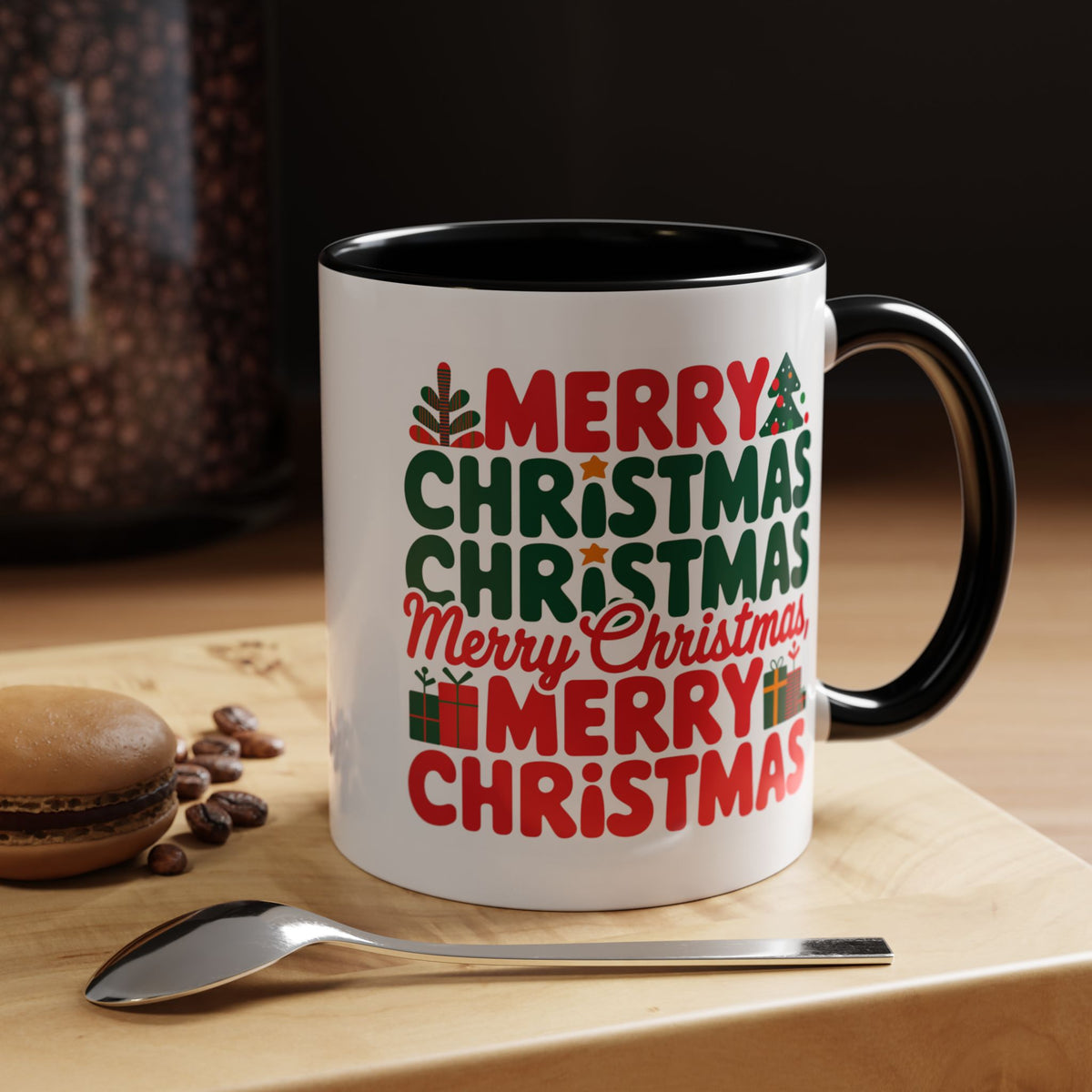 Christmas - Merry Christmas Red & Green Text Trees Presents Candles