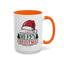 Christmas Mug - Merry Christmas Green & Red Text Red Hat