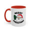 Christmas Mug - Merry Christmas Black Text Santa Tree