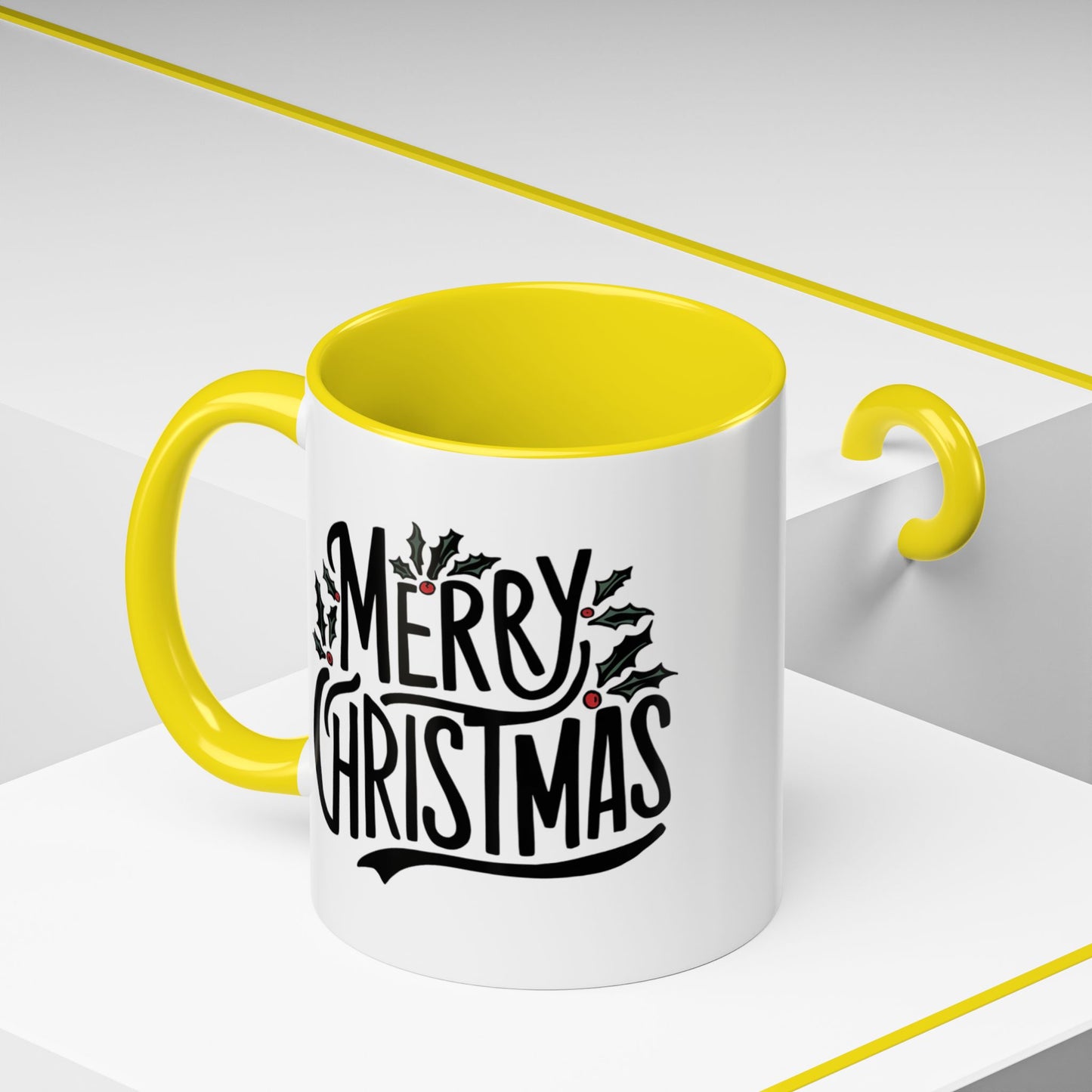 Christmas Mug - Merry Christmas Black Text Mistletoe
