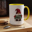 Christmas Mug - Merry Christmas White & Green Text Gnome Lights