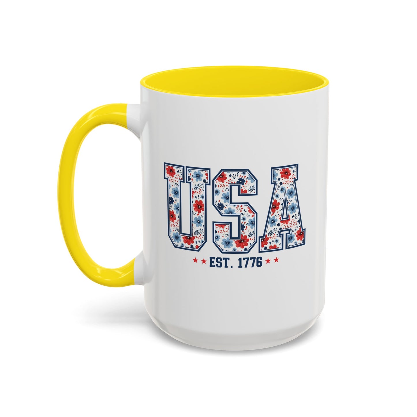 4th of July Mug - USA EST 1776 Floral
