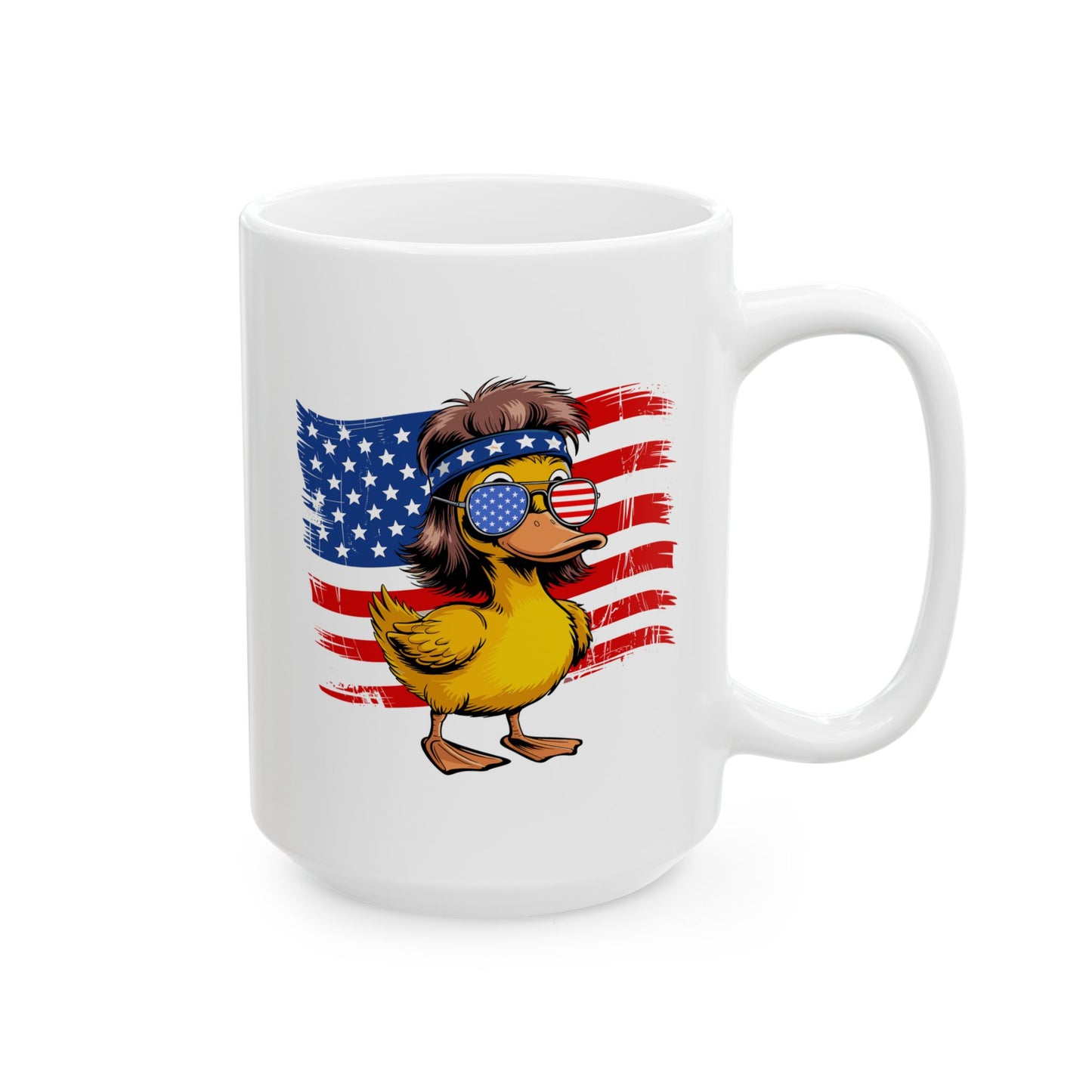 4th of July Mug - Patriotic Duck with Mullet