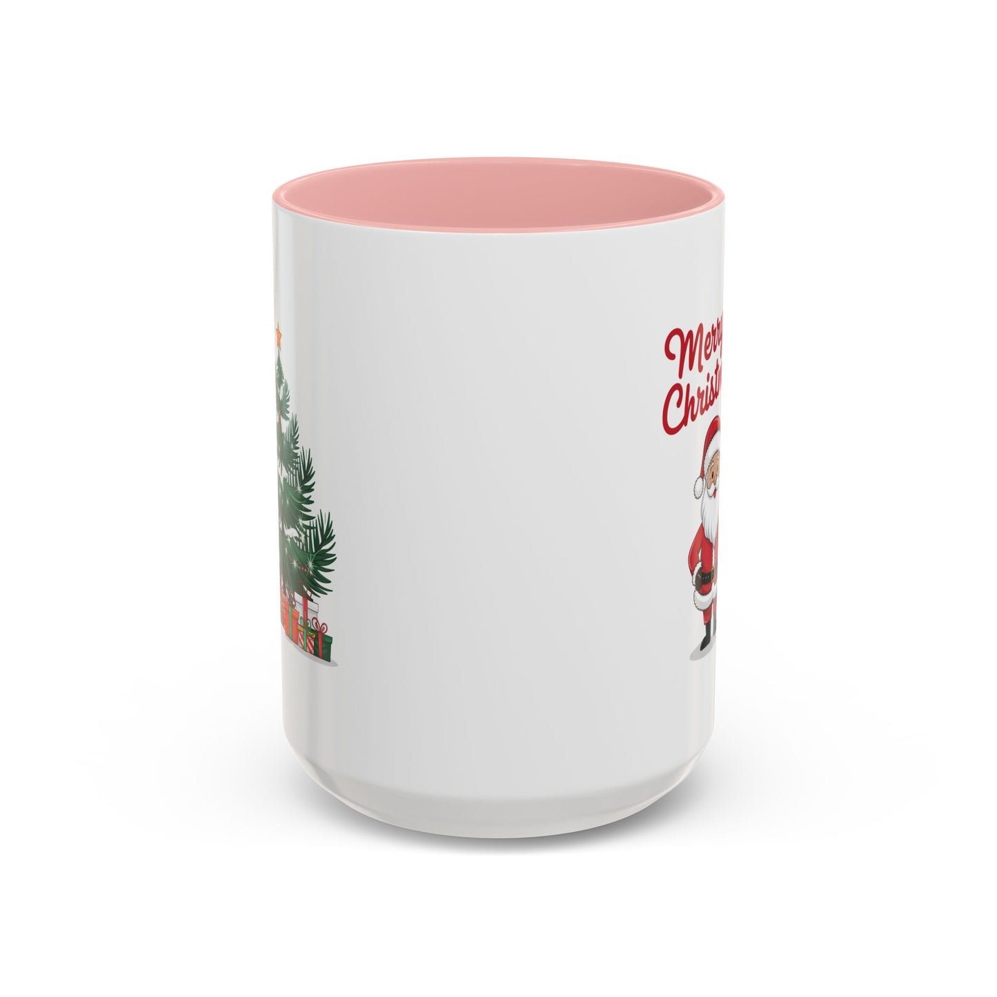 Christmas Mug - Merry Christmas Red Text Santa Tree Presents