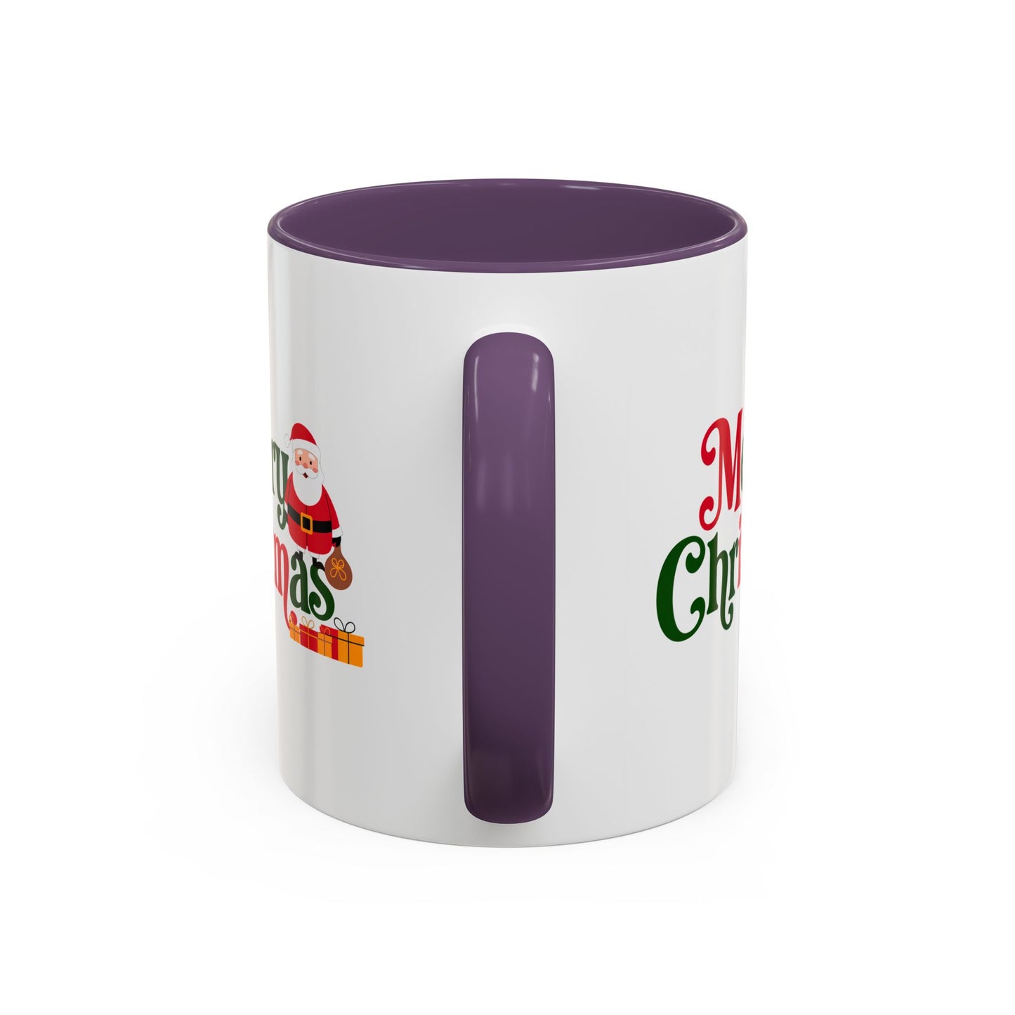 Christmas Mug - Merry Christmas Green & Red Text Santa Presents