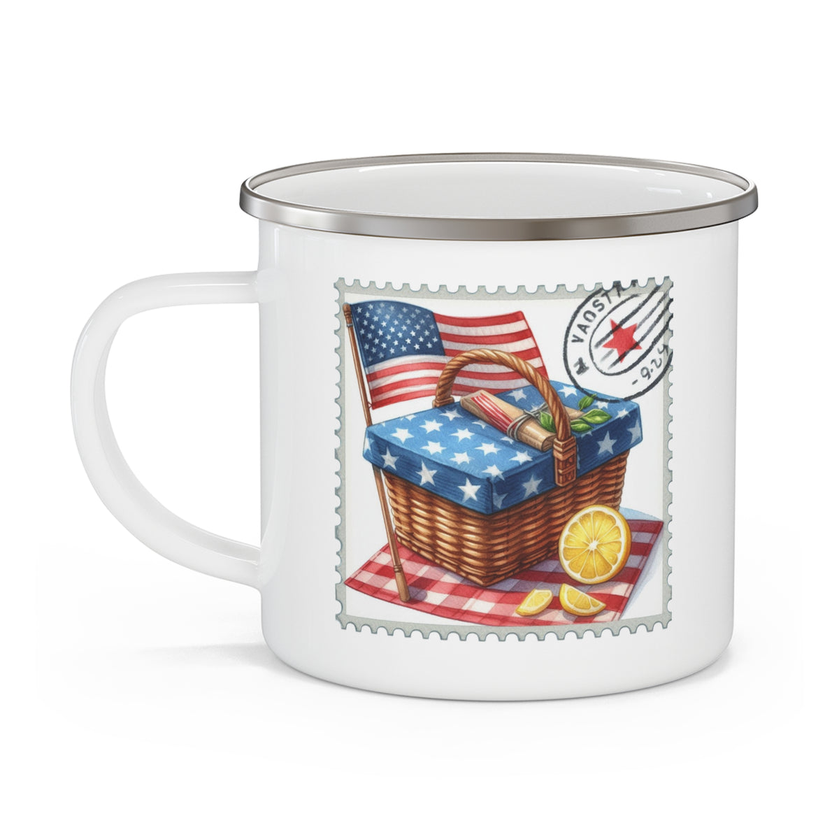 4th of July Mug - American Flag Picnic Stamp