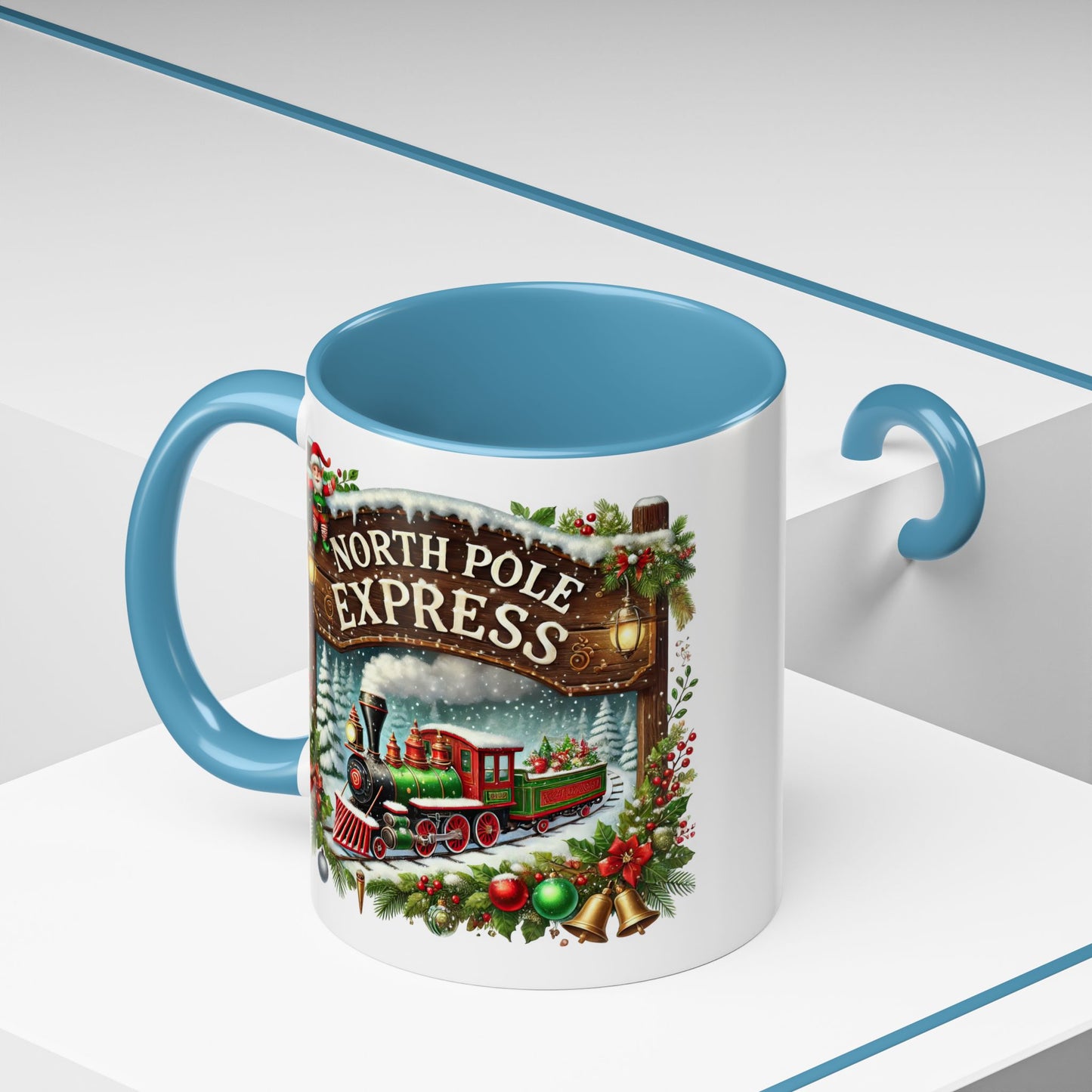 Christmas Mug - North Pole Express Steam Locomotive Ornaments
