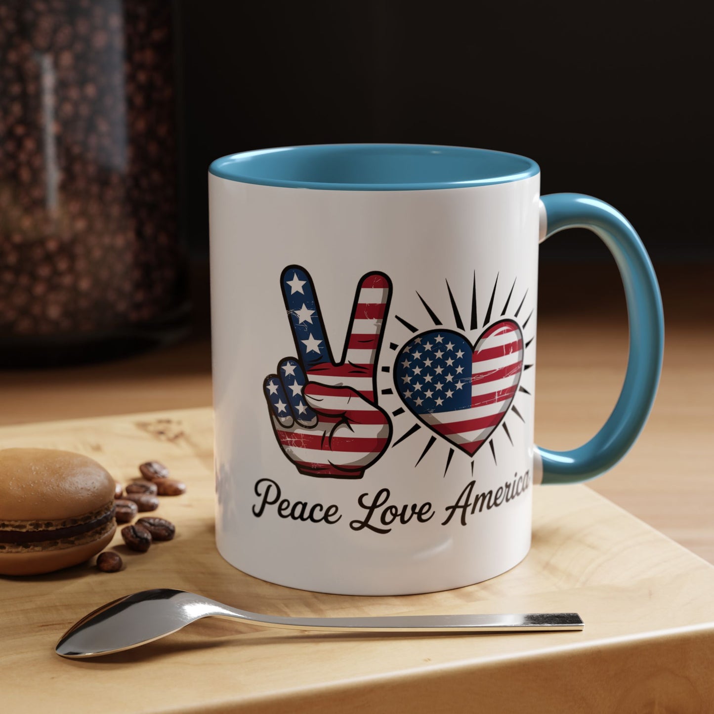 4th of July Mug - Peace Love America