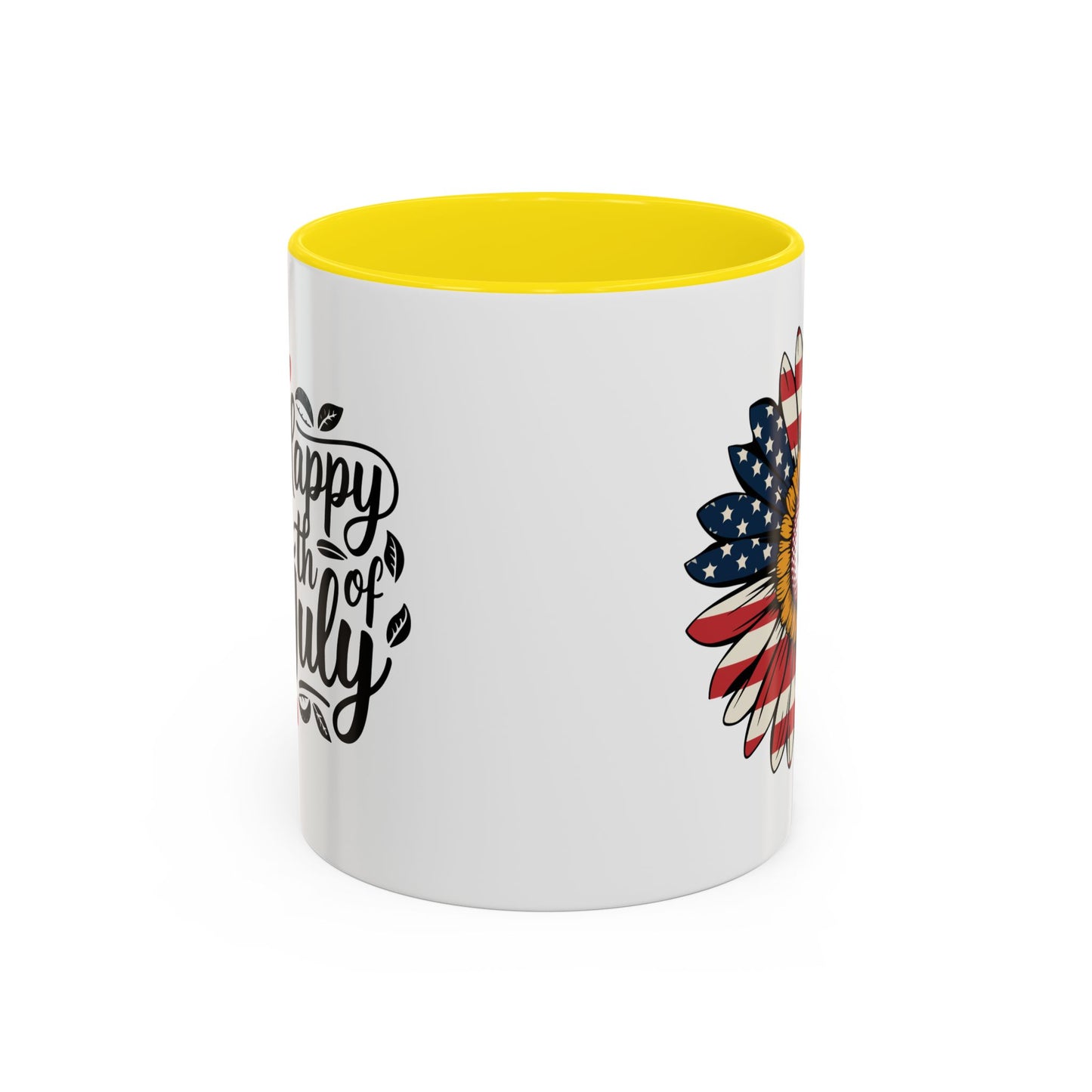 4th of July Mug - Happy 4th of July Sunflower USA Flag