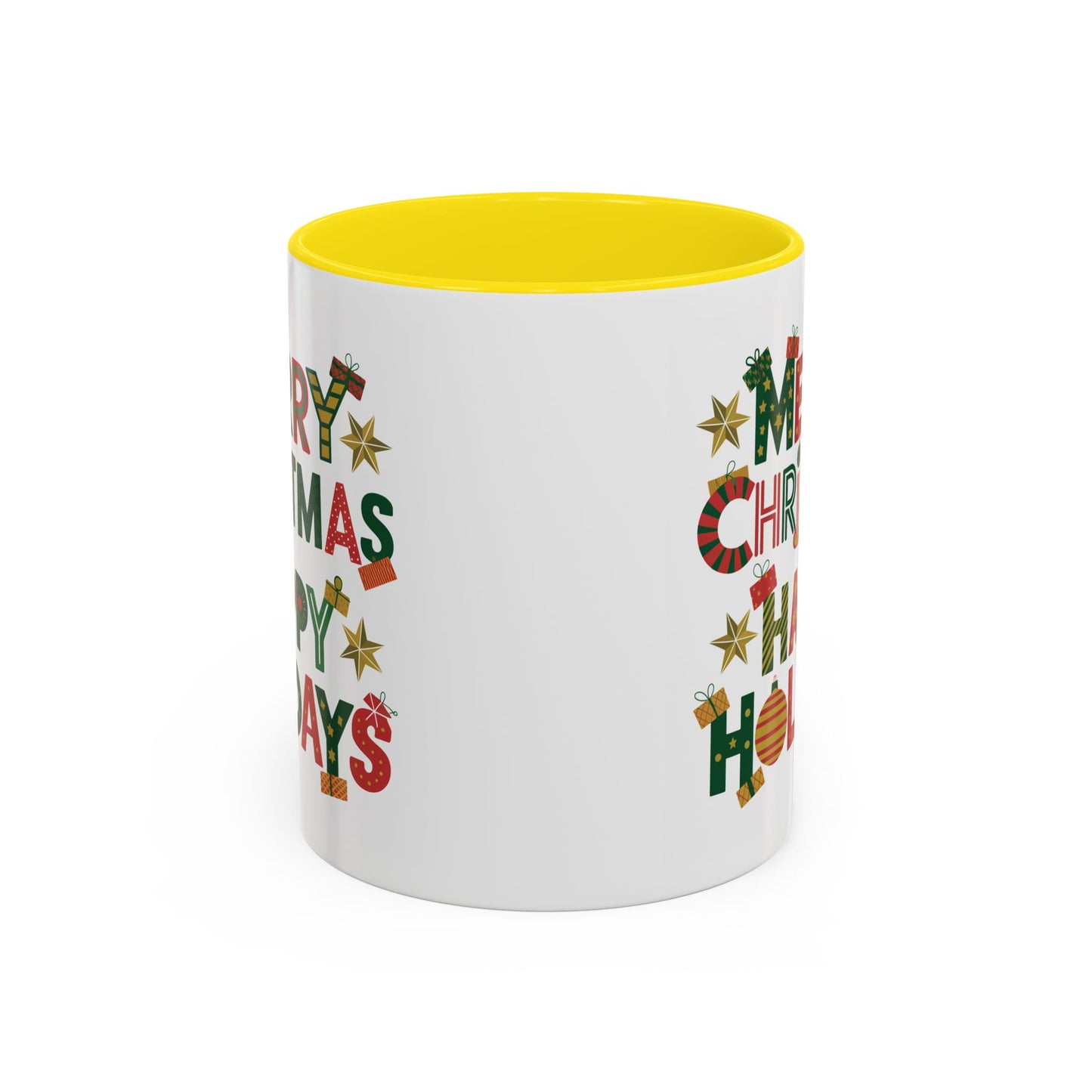 Christmas Mug - Merry Christmas Happy Holidays Decorative Text