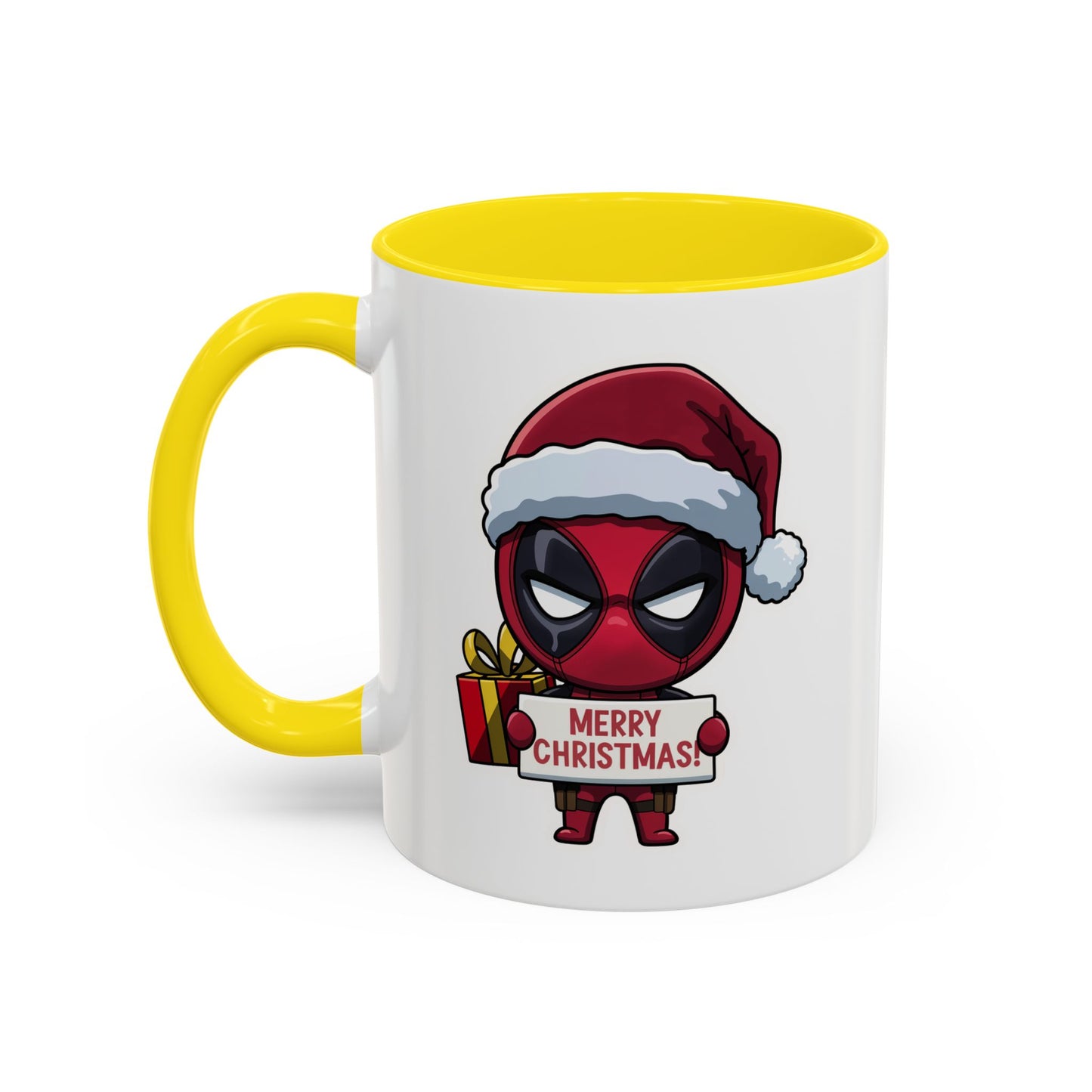 Christmas Mug - Merry Christmas Red Text Superhero
