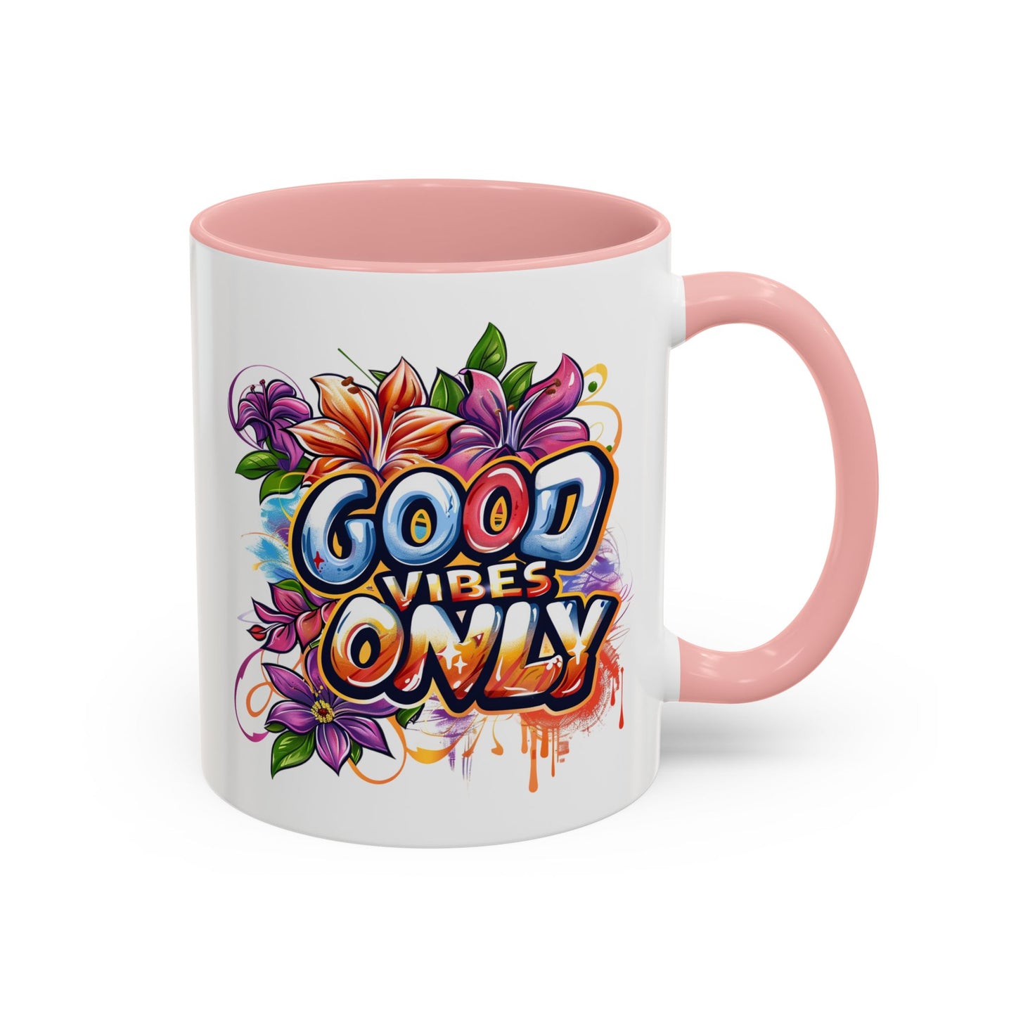 Wellness Mug - Good Vibes Only Graffiti Flowers