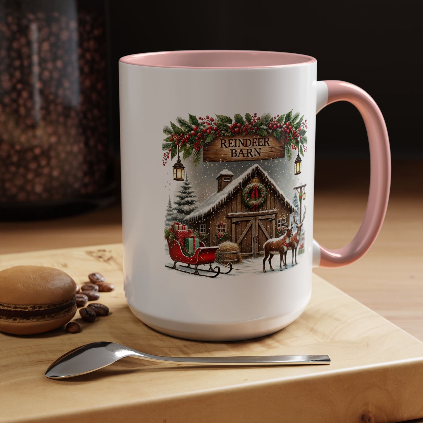 Christmas Mug - Reindeer Barn Sleigh Reindeer