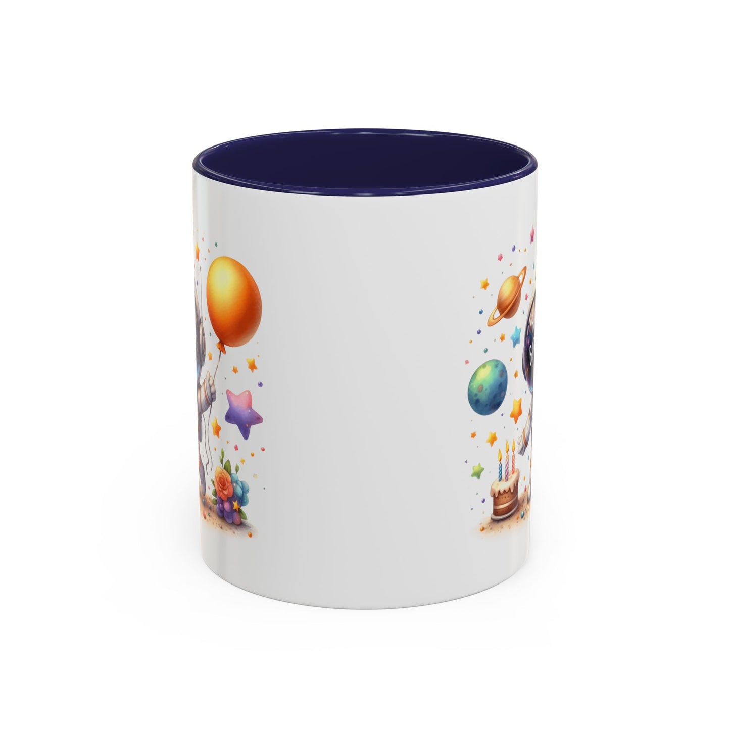 Birthday Mug - Happy Birthday Astronaut, Cake & Balloon