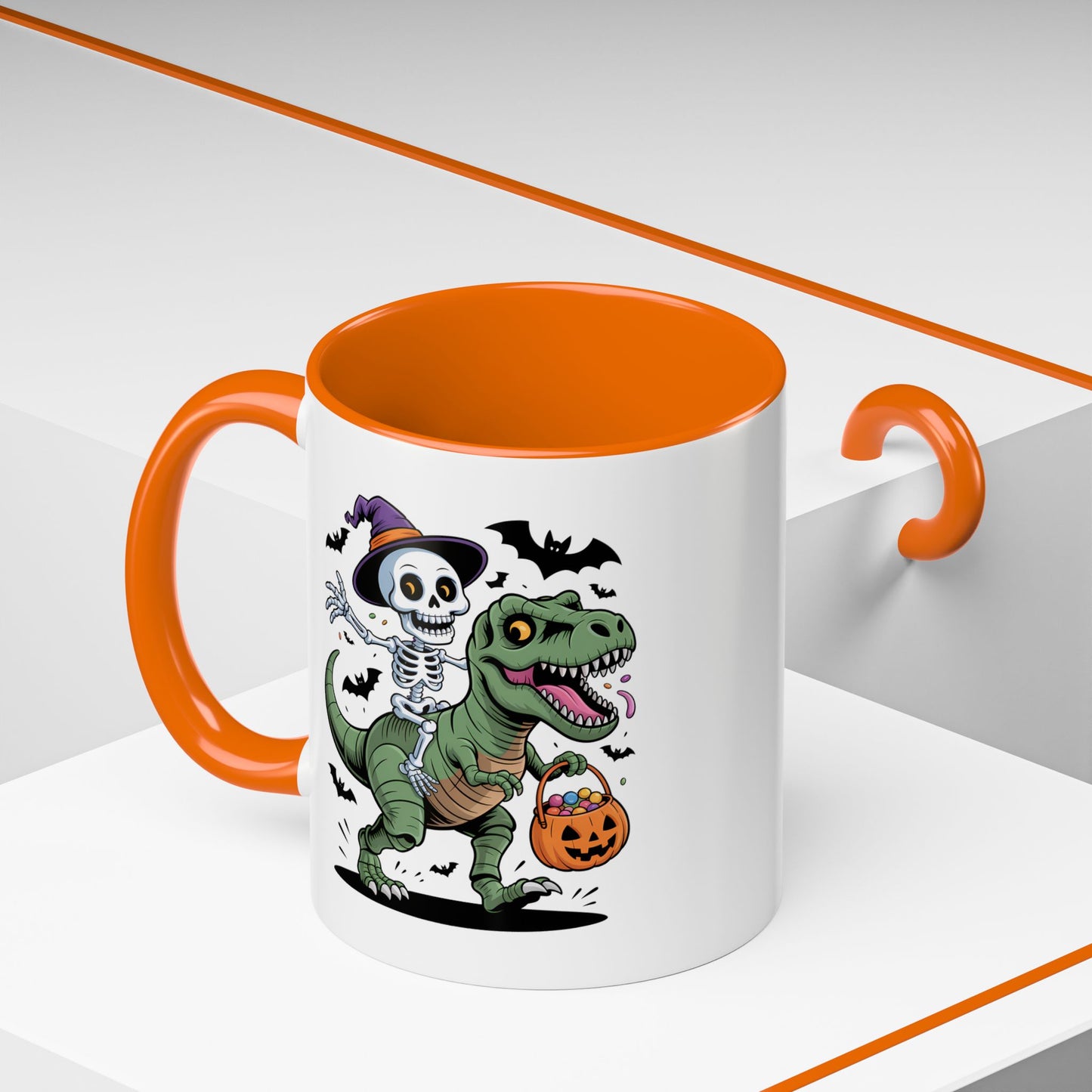 Halloween Mug - Skeleton Riding Dinosaur