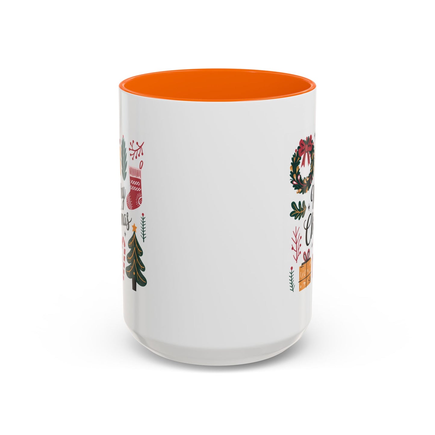 Christmas Mug - Merry Christmas Green Text Presents Tree Candy Cane