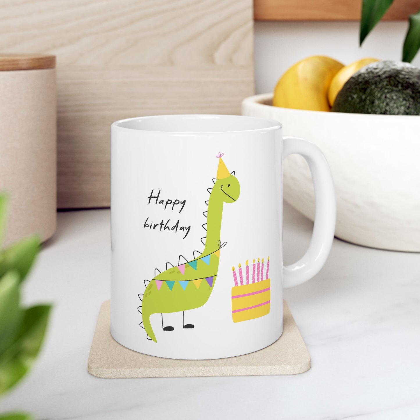 Birthday Mug - Happy Birthday Dinosaur Cake