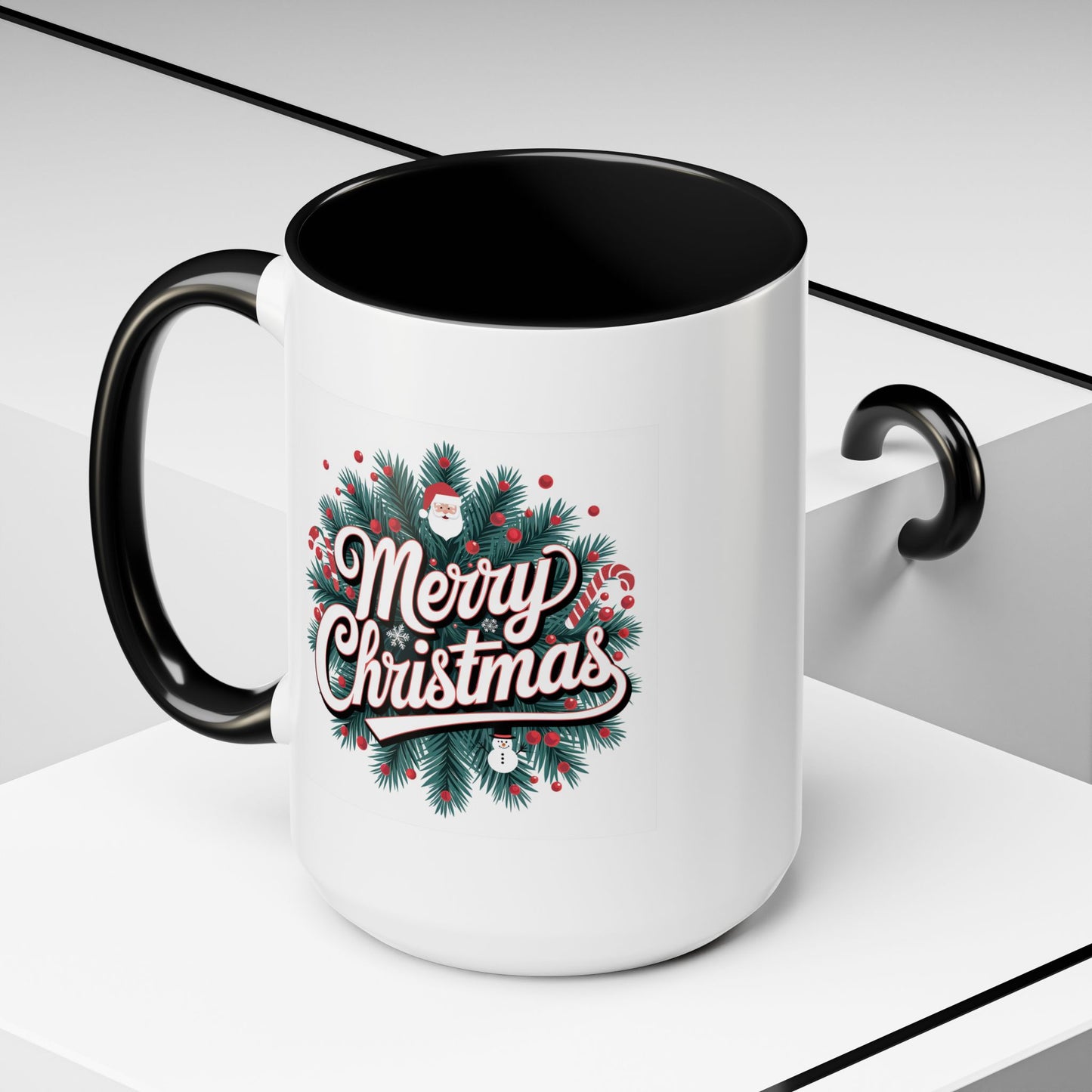 Christmas Mug - Merry Christmas White & Red Embossed Text