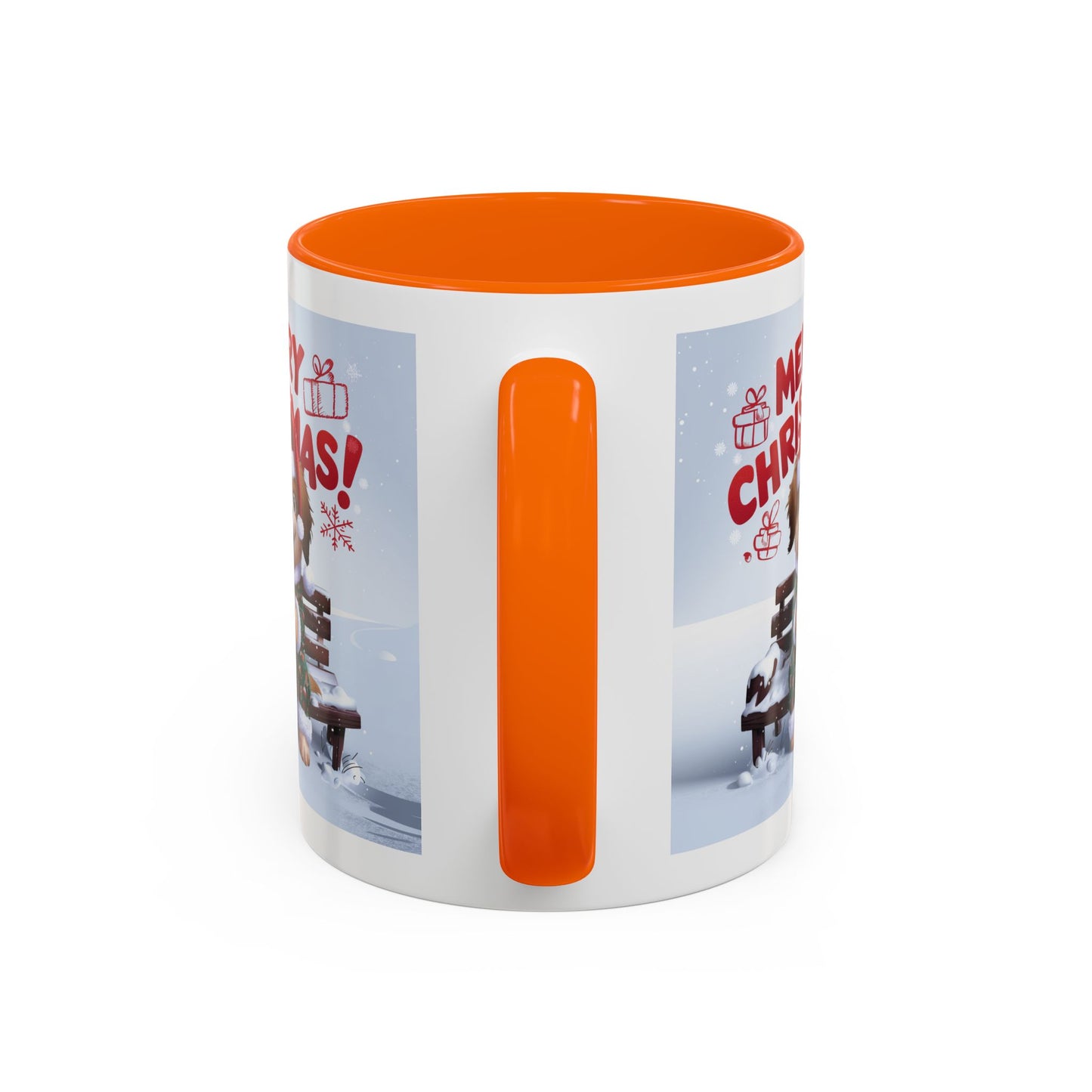 Christmas Mug - Merry Christmas Red Text Puppy Green Top 2