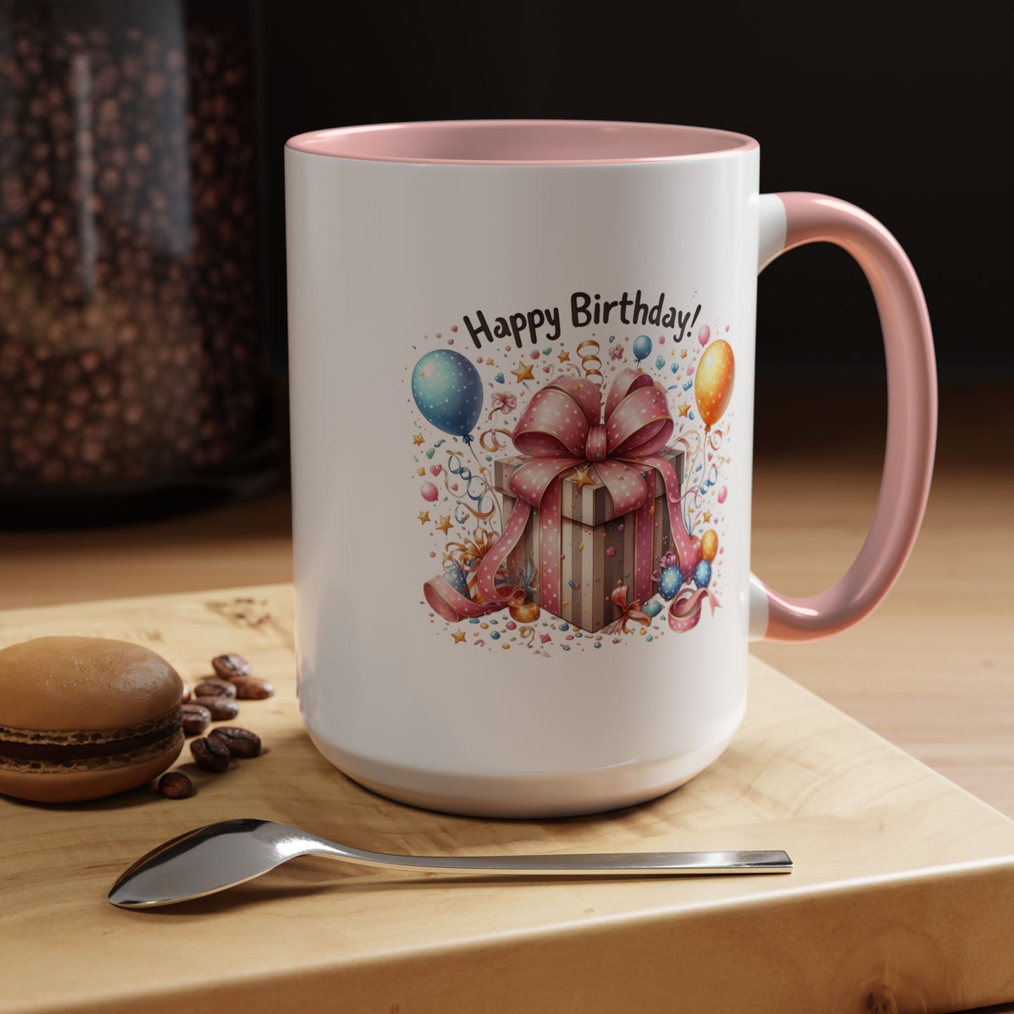 Birthday Mug - Happy Birthday Pink Ribbon Present