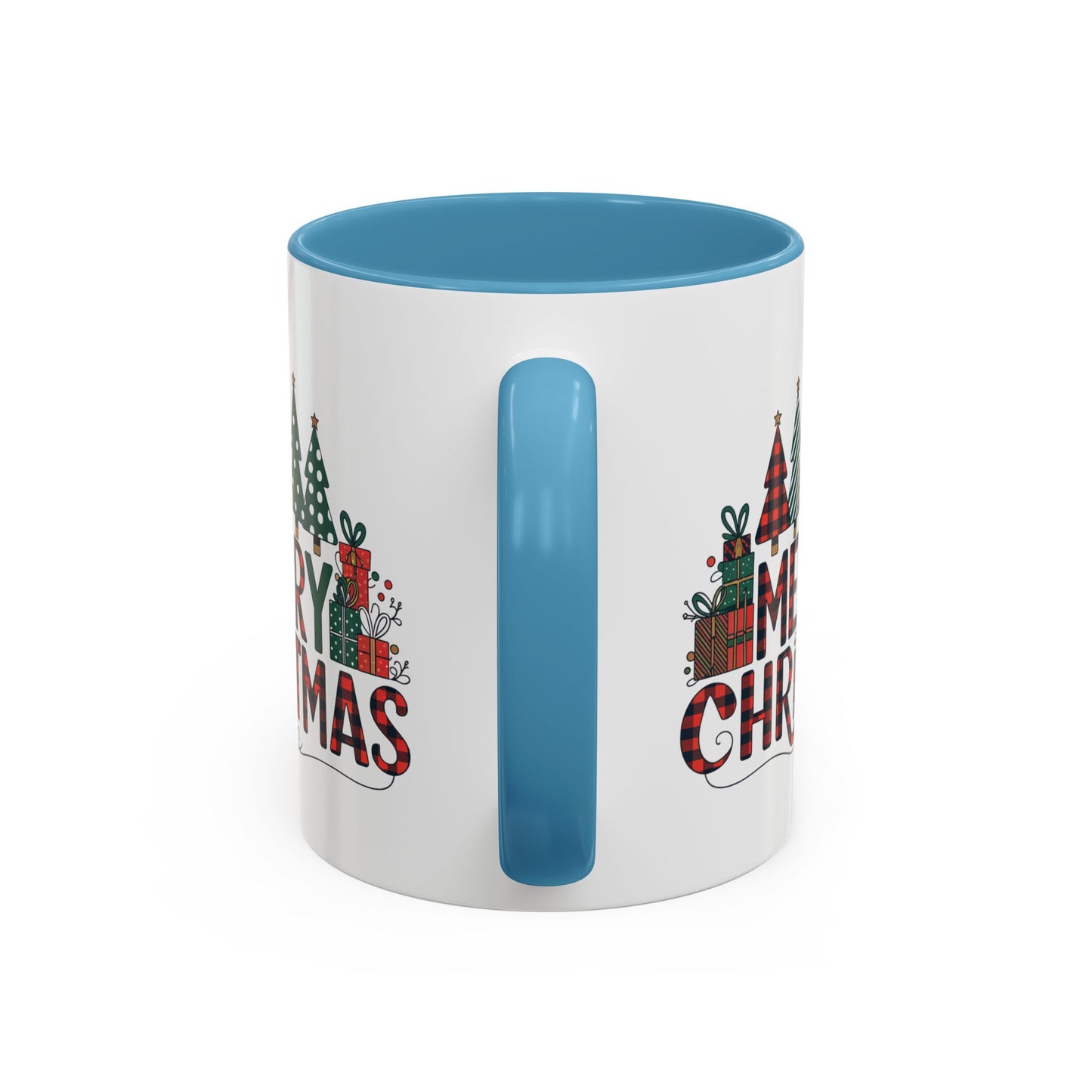 Christmas Mug - Merry Christmas Tartan Text Trees Presents