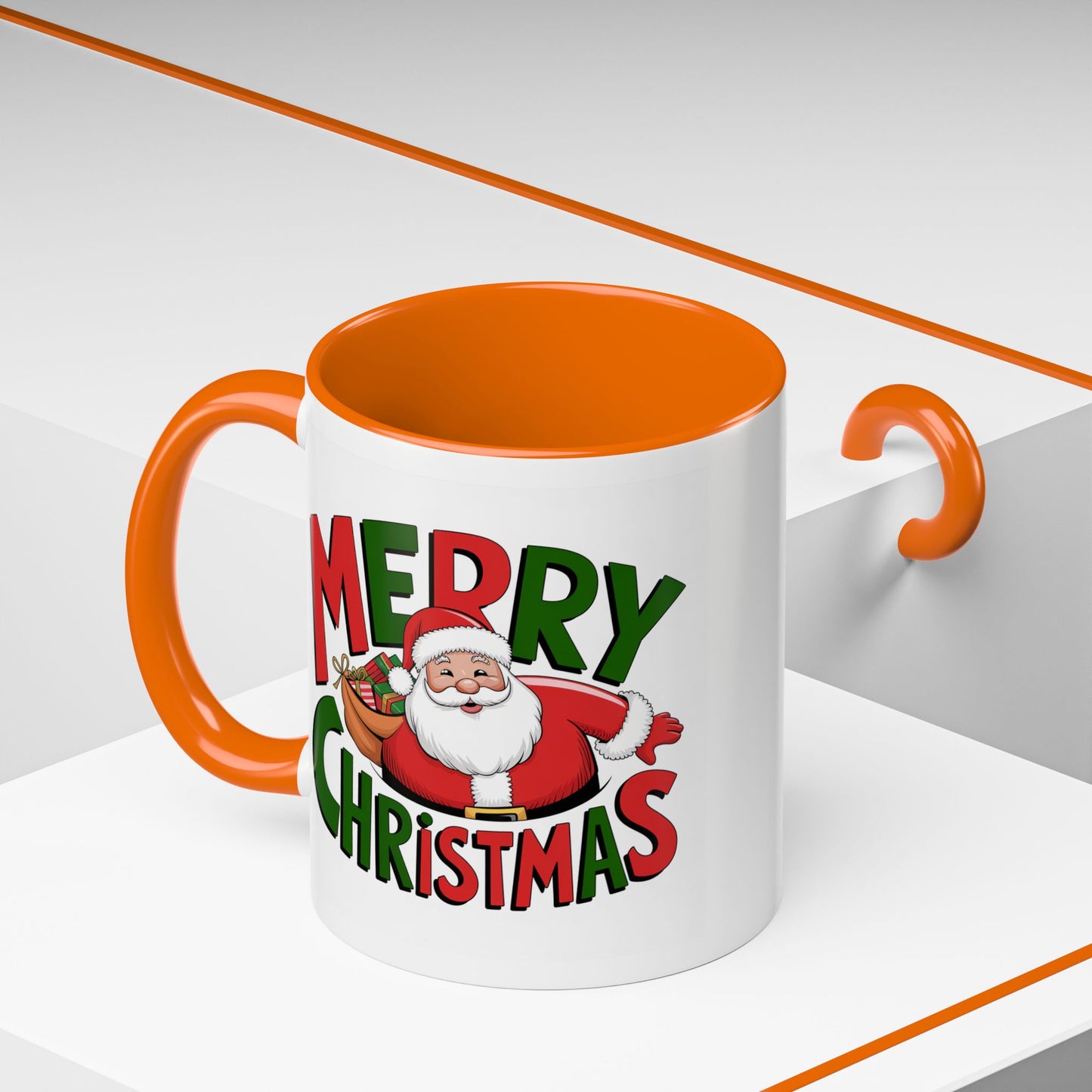 Christmas Mug - Green & Red Text Santa Presents
