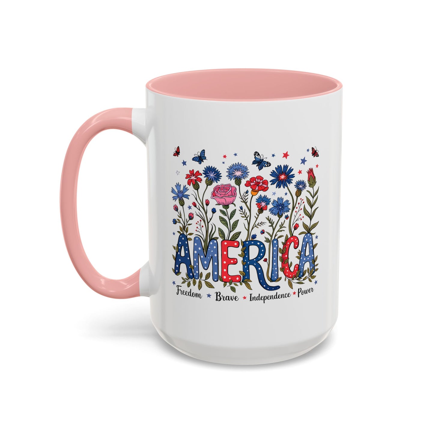 4th of July Mug - Floral America Patriotic