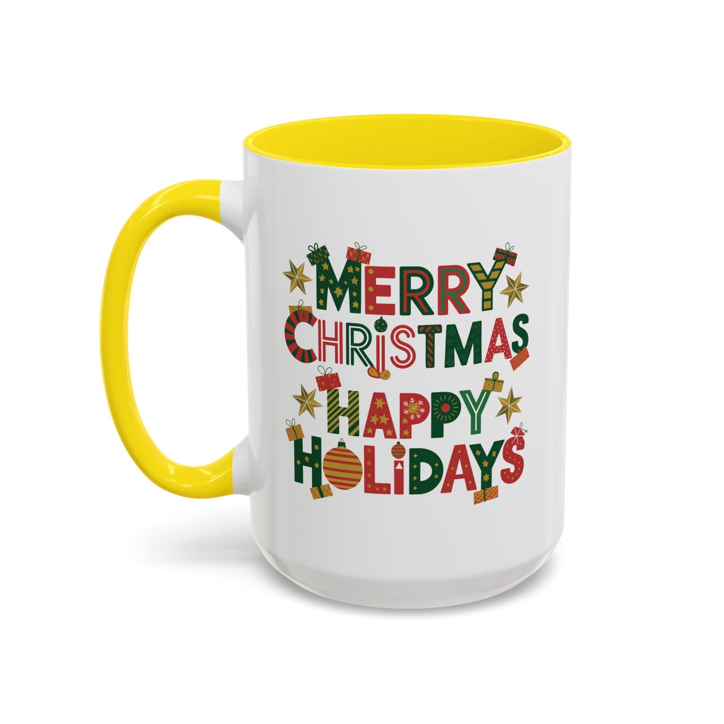 Christmas Mug - Merry Christmas Happy Holidays Decorative Text