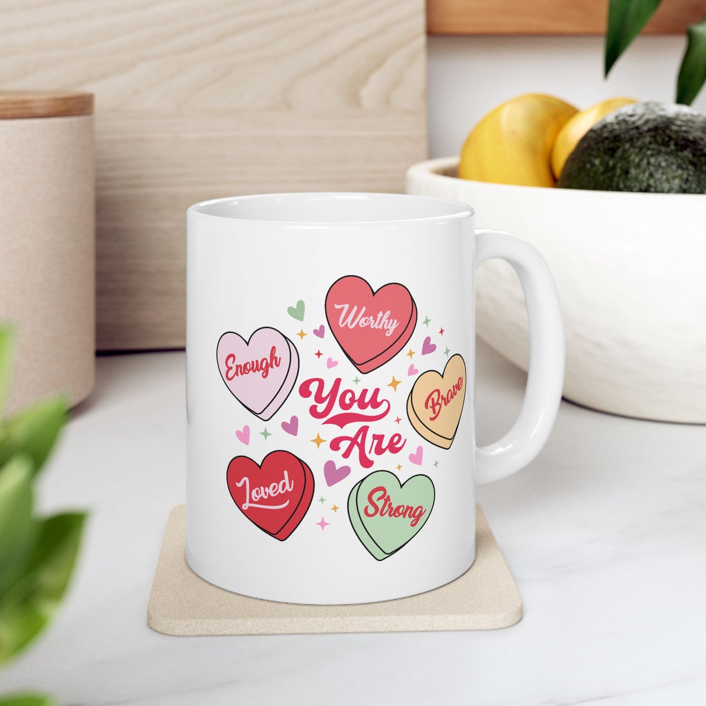 Motivation Mug - You Are Worthy Hearts
