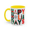 Christmas Mug - Happy Holidays Green Red & Blue Decorative Text