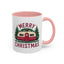 Christmas Mug - Merry Christmas Maroon Text Camper Trees