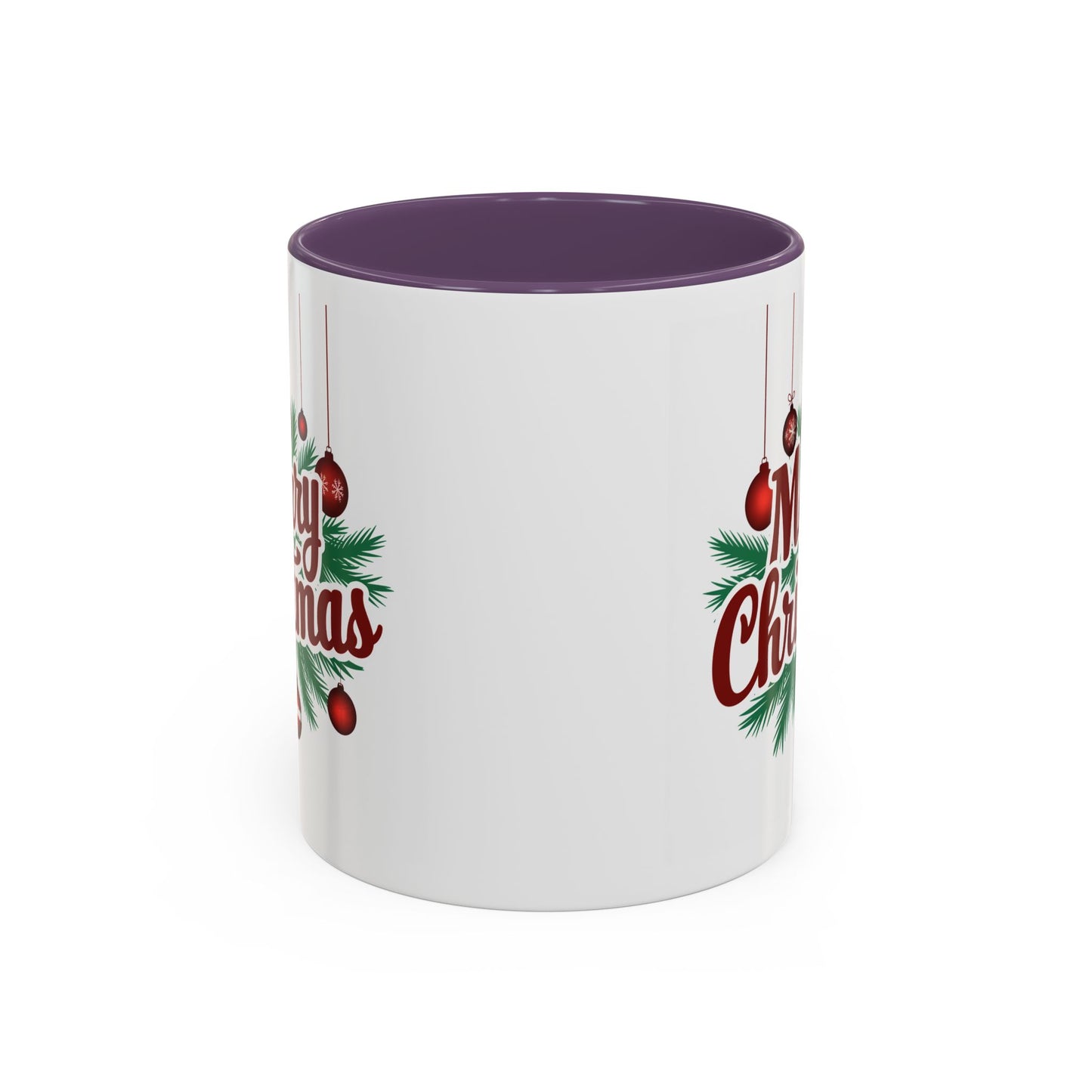 Christmas Mug - Merry Christmas Maroon Text Ornaments