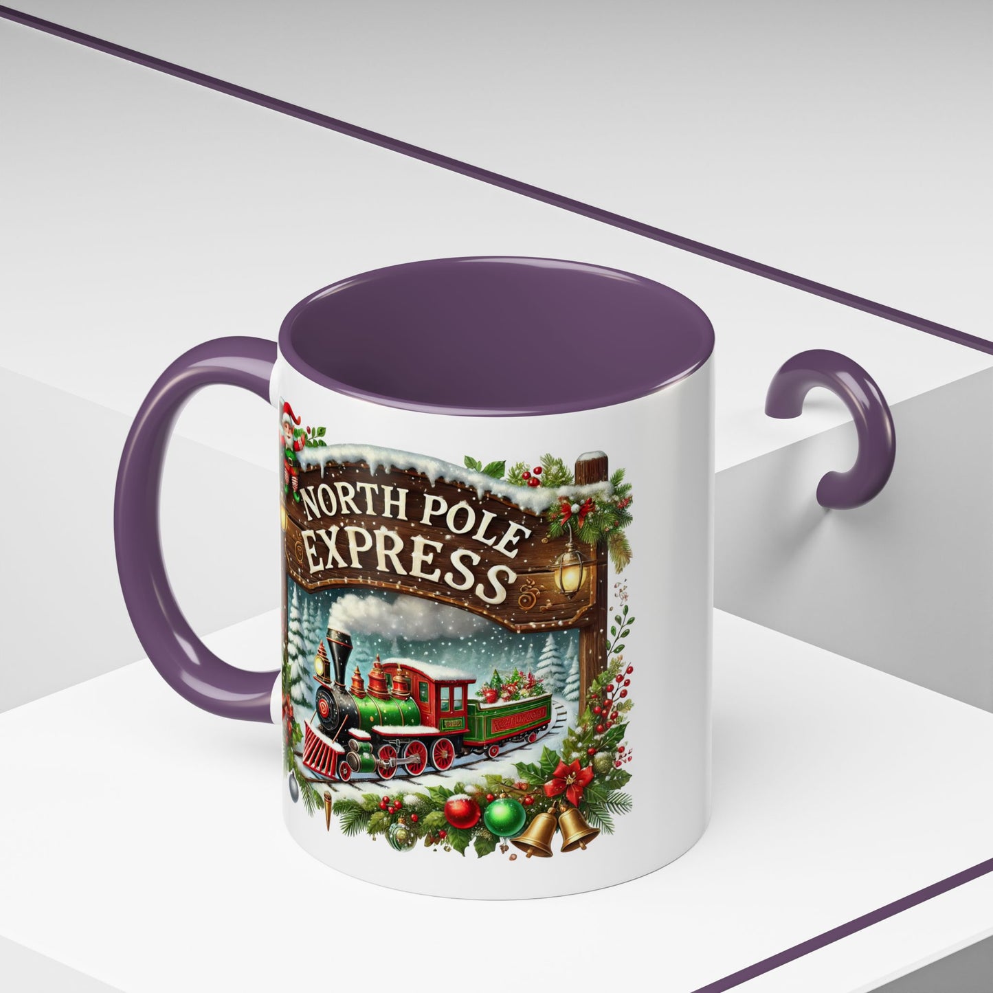 Christmas Mug - North Pole Express Steam Locomotive Ornaments