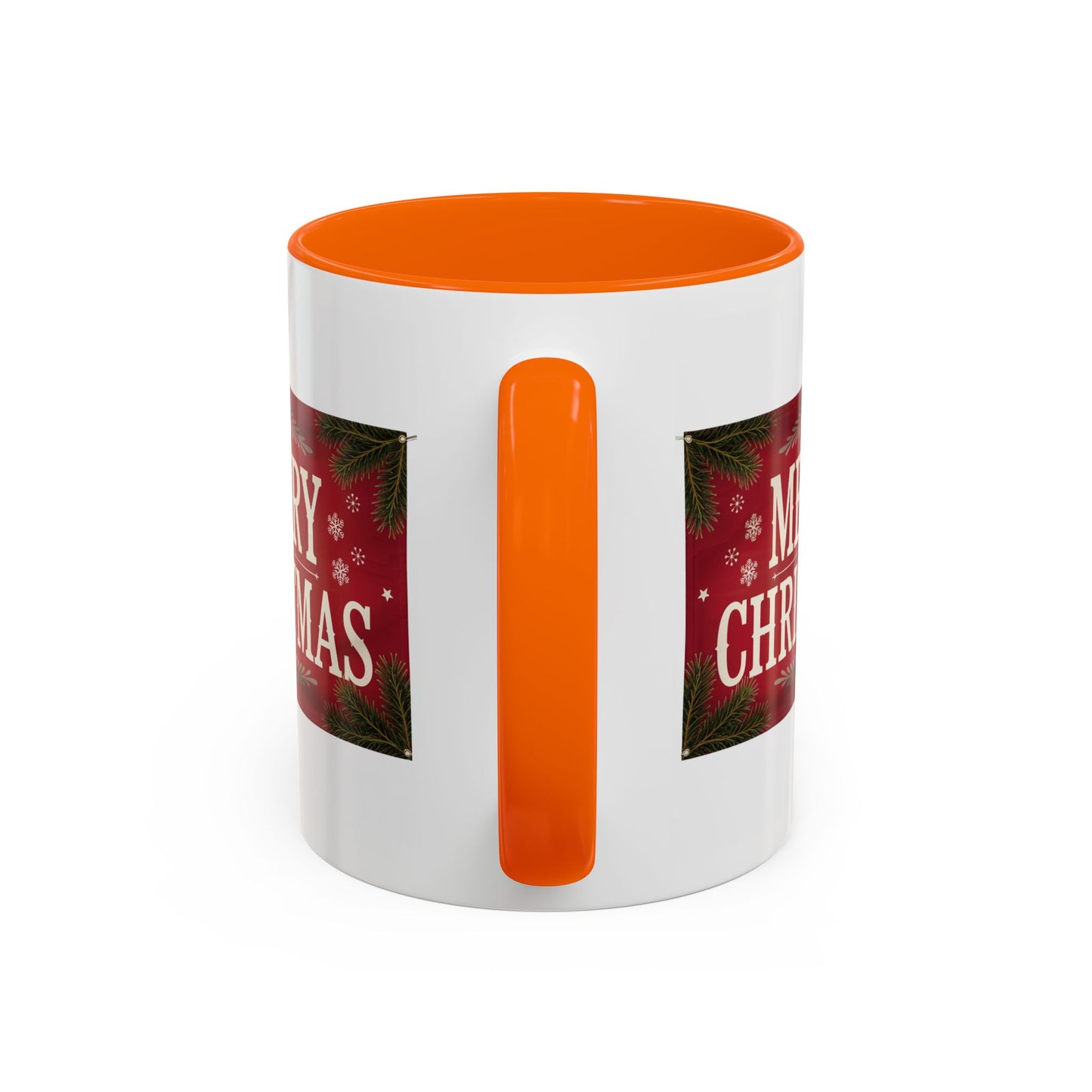 Christmas Mug - Merry Christmas Cream Text Maroon Background