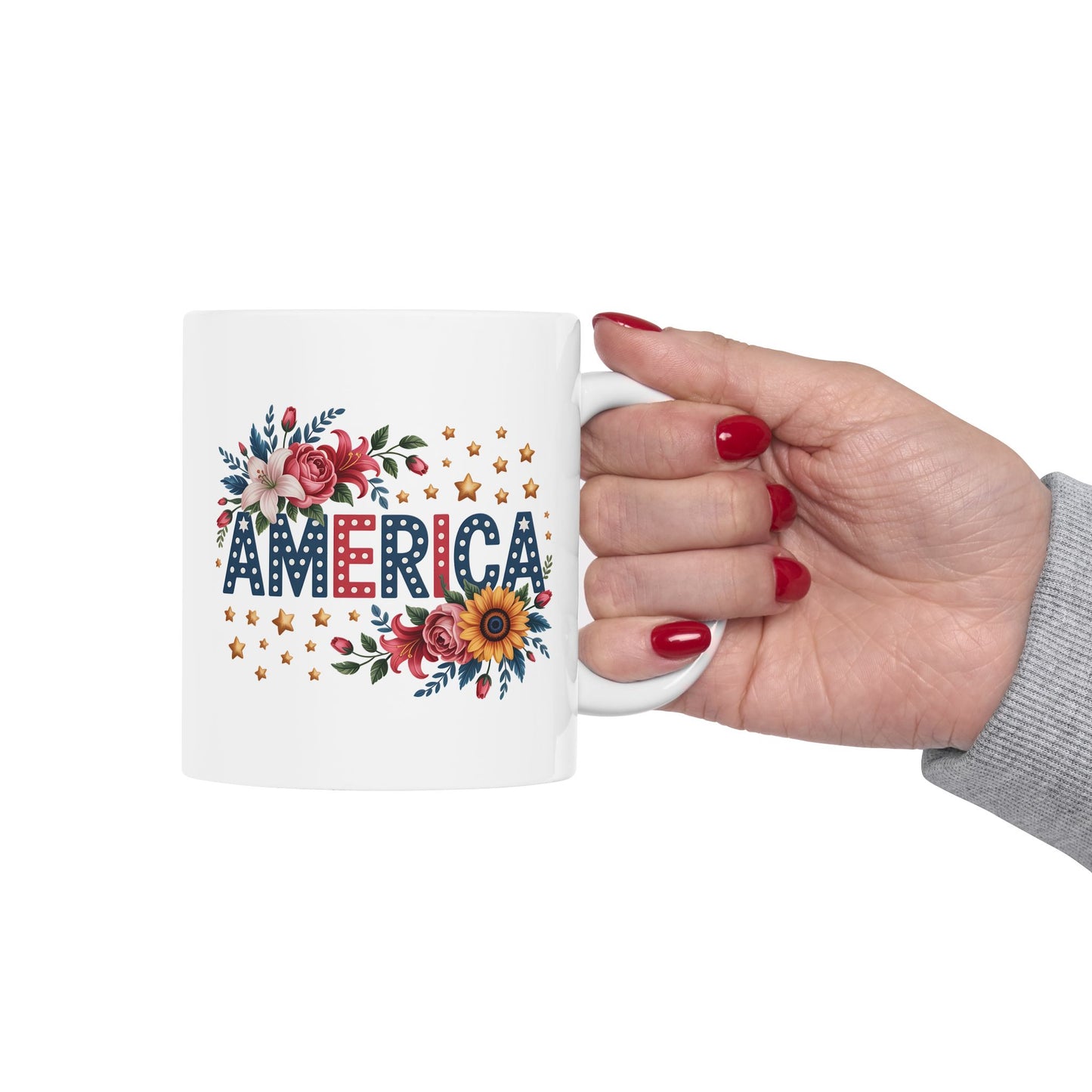 4th of July Mug - Floral America