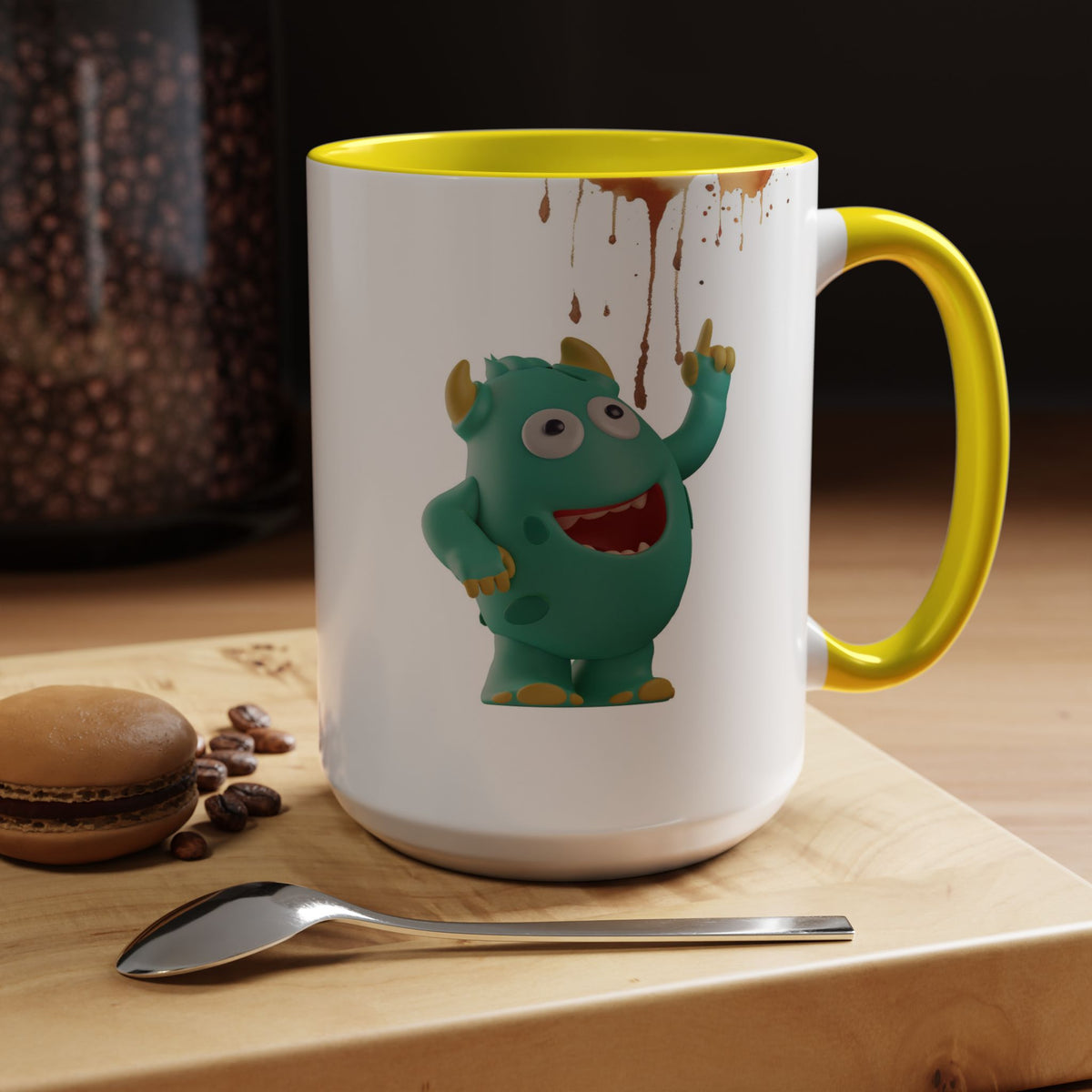 Humor Mug - Monster Drinks Coffee Spill