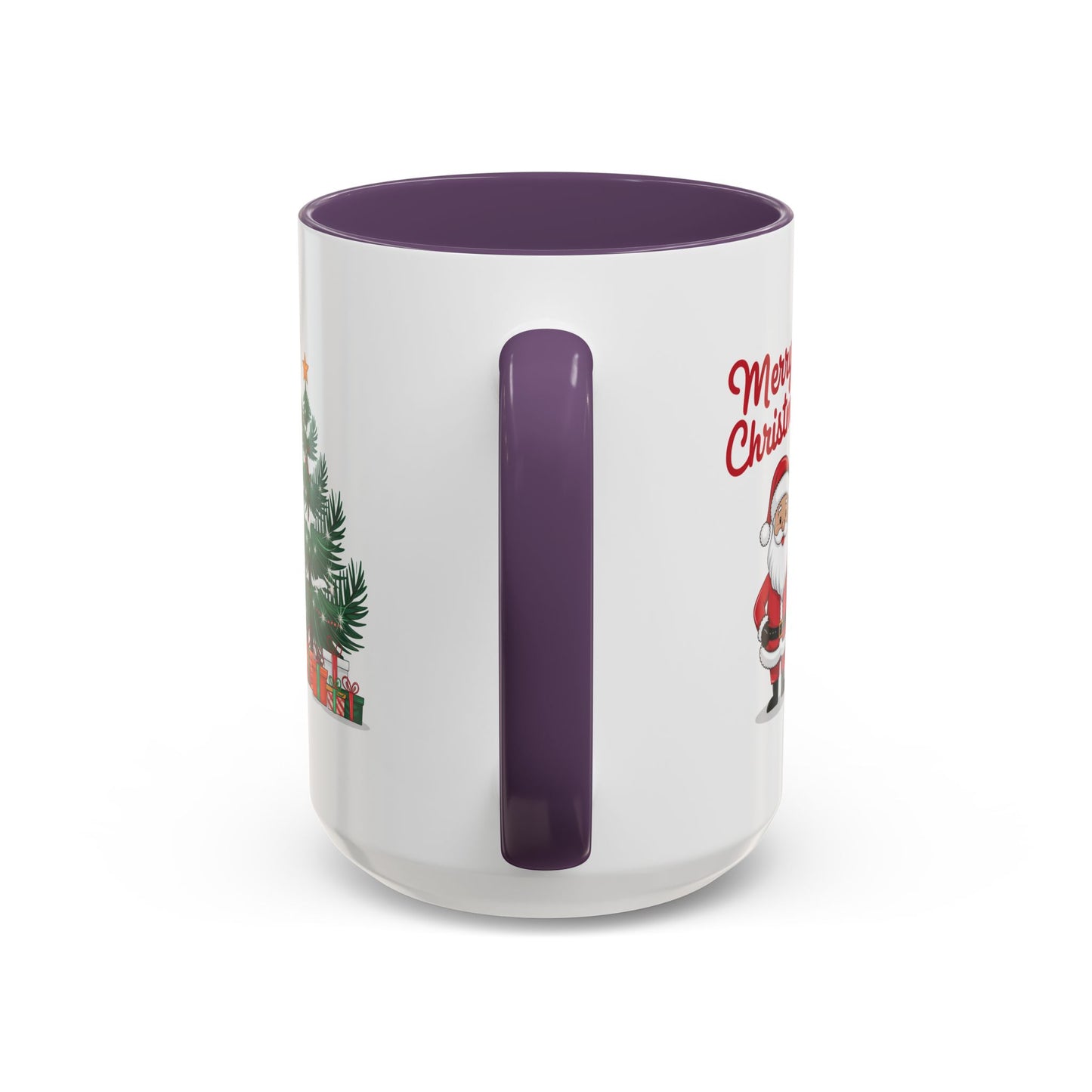 Christmas Mug - Merry Christmas Red Text Santa Tree Presents
