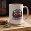 Christmas Mug - Merry Christmas Maroon Text Camper Trees